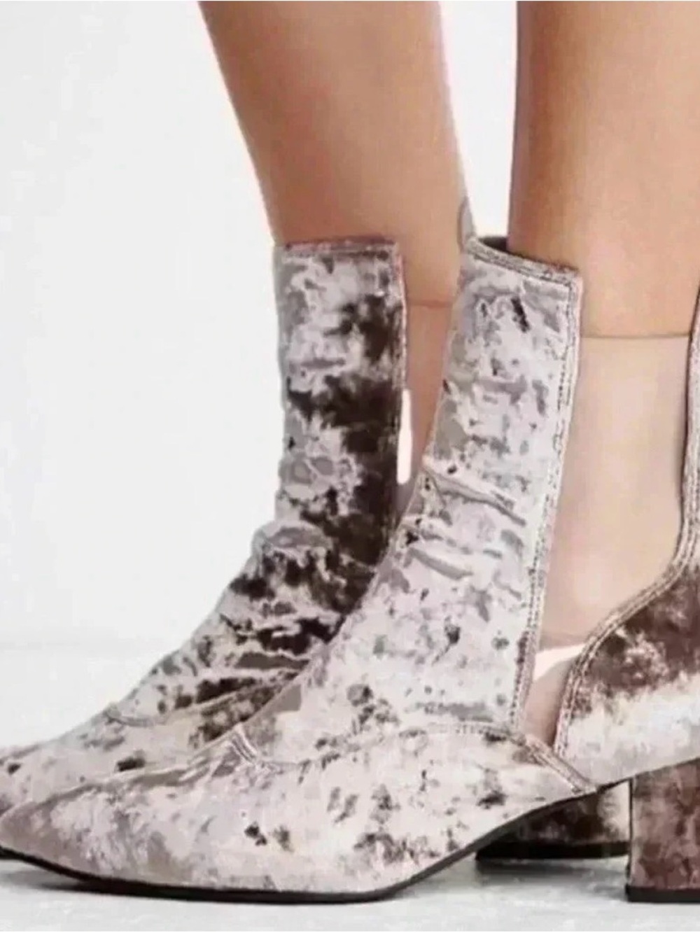 Jeffery Campbell for Free People Crushed Velvet Ankle Boots in Light Gray
